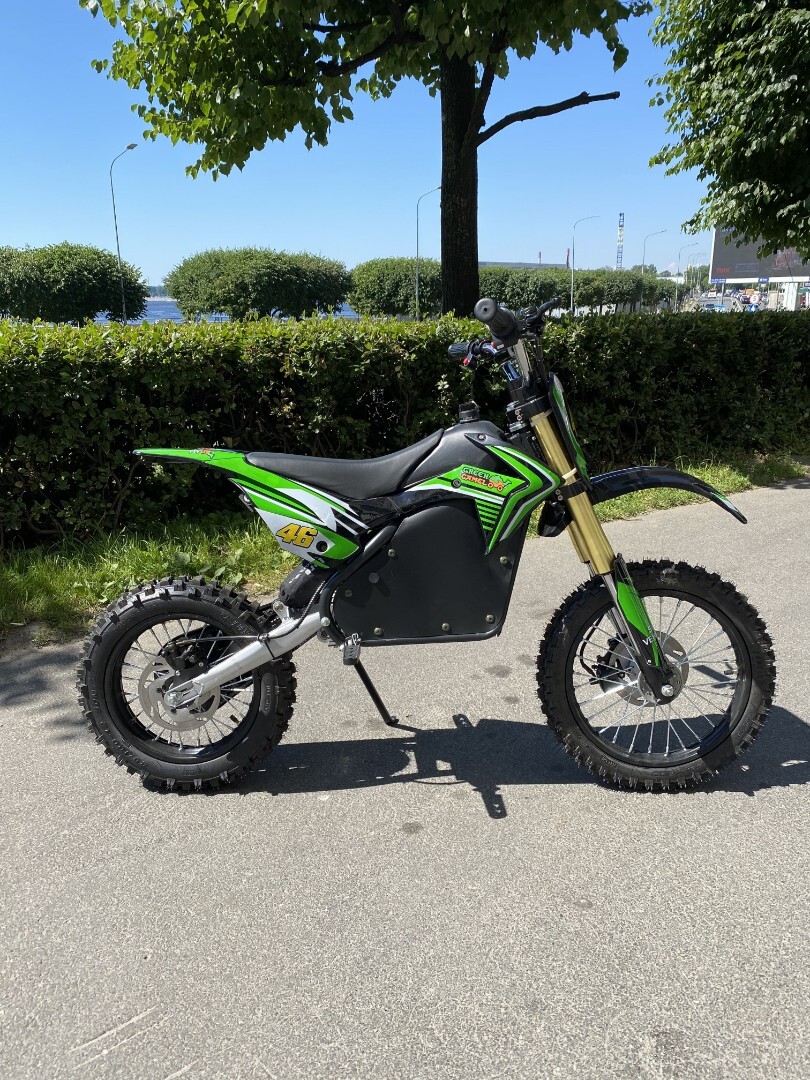 Детский электромотоцикл GreenCamel Питбайк DB500, 48V 1500W R14/R12 — изображение 5