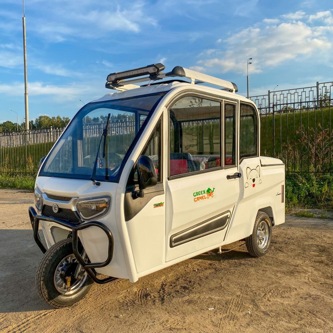 Трицикл грузовой GreenCamel Шторм Пикап (60V 1500W) кабина, кузов, понижающая