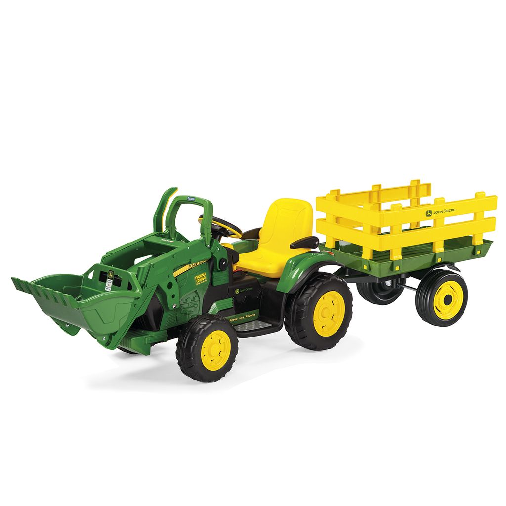 Детский электромобиль John Deere Ground Loader с прицепом